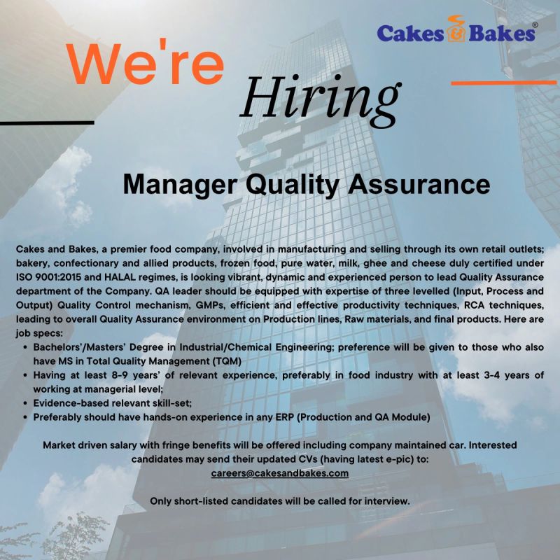 Cakes & Bakes Pakistan Jobs