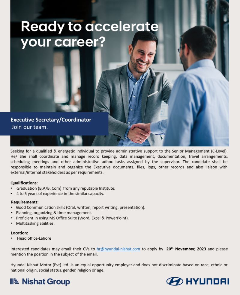 Hyundai Pakistan Jobs