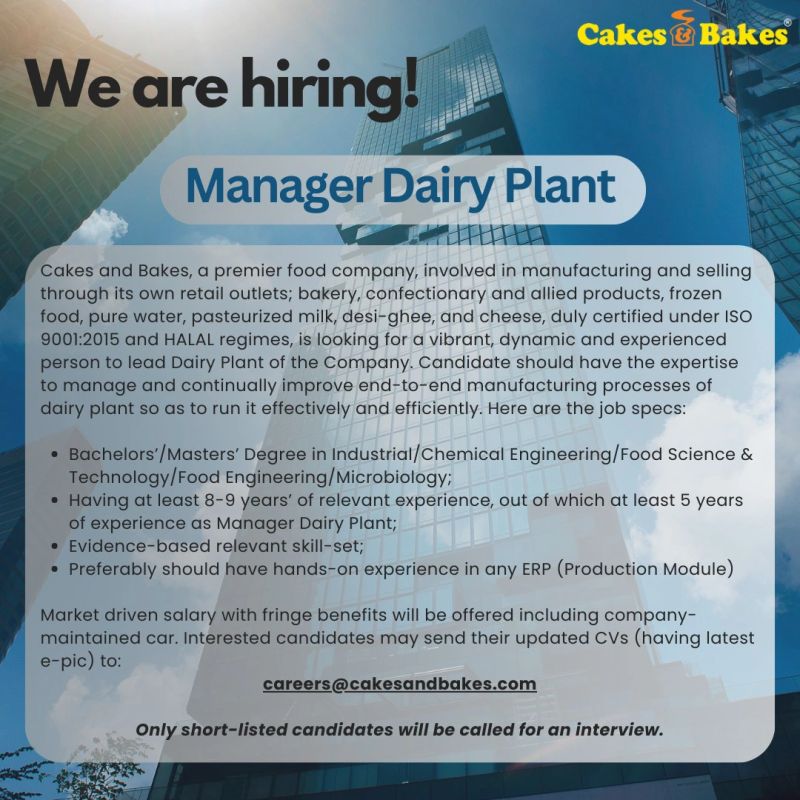 Cakes & Bakes Pakistan Jobs 2024